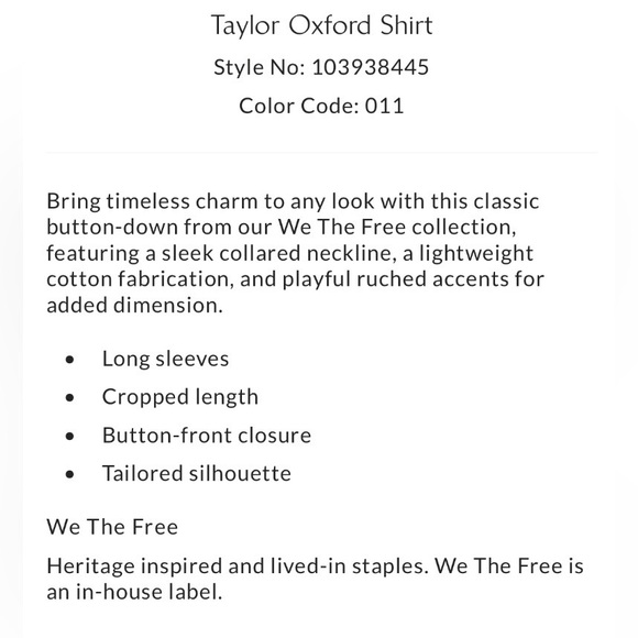 ▪️NWT Free People Taylor Oxford Shirt - Picture 5 of 11